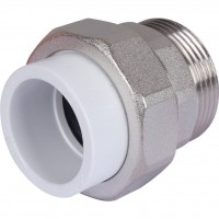 Политэк  32х1 1/4  Муфта разъемная с наружной резьбой для полипропиленовых труб под сварку (цвет белый)