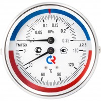 РОСМА  ТМТБ-31Р.1(0-150С)(0-1,6MPa)G1/2.2,5 ТЕРМОМАНОМЕТР 80 мм, ТИП - ТМТБ-31Р, температура: 0-150С, давление: 0-1,6MPa, G1/2 (снизу), корпус-сталь, механизм-латунь, дл