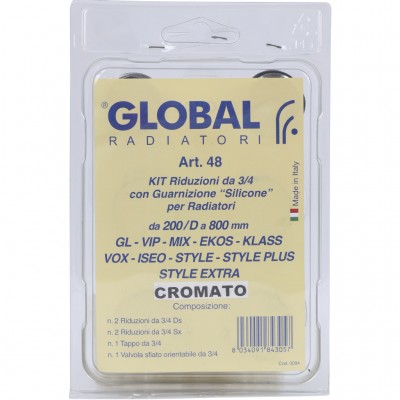 Global 011048 CHROME Global KIT 3/4 Присоединительный набор для радиатора (цвет хром.))