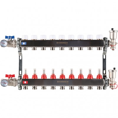 ROMMER RMS-1210-000009 ROMMER Коллектор из нержавеющей стали в сборе с расходомерами 9 вых.