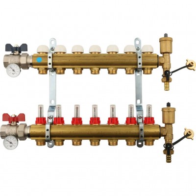 TIEMME  1х3/4 ЕК Коллектор в сборе с расходомерами на 7 выходов