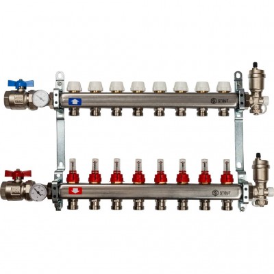 STOUT  Коллектор из нержавеющей стали в сборе с расходомерами 8 вых.