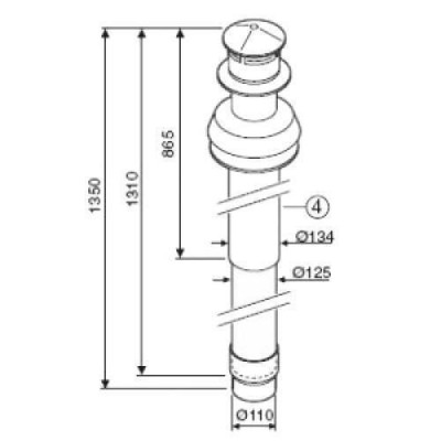 Коакс. труба вертик. L=1350 мм AZ 404