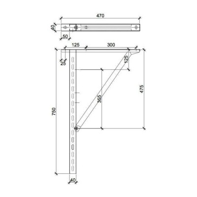 JEREMIAS  Стеновая консоль тип 3 III L=750mm с подпоркой