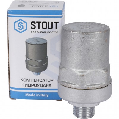 STOUT SVS-1014-000015 STOUT Компенсатор гидроудара, нар.р., 1/2", покрытие - хром