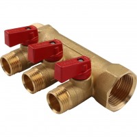 TIEMME 1х1/2 Коллектор распределительный с шаровыми кранами на 3 выхода TIEMME 1х1/2 Коллектор распределительный с шаровыми кранами на 3 выхода