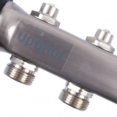 Uponor Smart S коллектор с клапанами стальной, выходы 4X3/4 евроконус