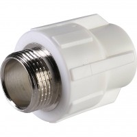 Политэк  20х3/4  Муфта комбинированная наруж. резьба для полипропиленовых труб под сварку (цвет белый)