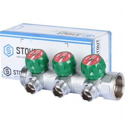 STOUT SMB-6849-011203 коллектор регулирующий 1 , 3 отвода 1/2 плоское уплотнение