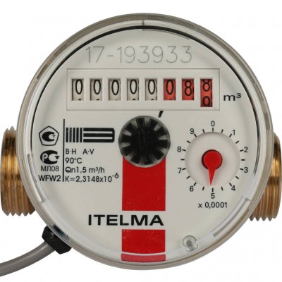 ITELMA счетчик воды горячей WFW24.D080 Ду=15мм, L=80мм импульсный выход (48682)