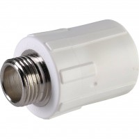 Политэк  25х1/2  Муфта комбинированная наруж. резьба для полипропиленовых труб под сварку (цвет белый)