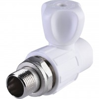 Политэк  20х1/2  Кран шаровой для радиатора прямой для полипропиленовых труб под сварку (цвет белый)