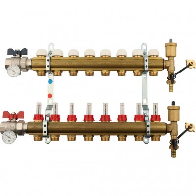 TIEMME  1х3/4 ЕК Коллектор в сборе с расходомерами на 8 выходов
