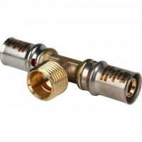 STOUT   Тройник-переходник с наружной резьбой 16х1/2 х16 для металлопластиковых труб прессовой