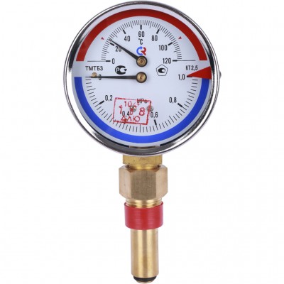 РОСМА ТМТБ-31Р.1(0-120С)(0-1MPa)G1/2.2,5 ТЕРМОМАНОМЕТР 80 мм, ТИП - ТМТБ-31Р, температура:0-120С, 0-1MPa, G1/2 (снизу), корпус-сталь, механизм-латунь, длина 46мм, кл. 2,