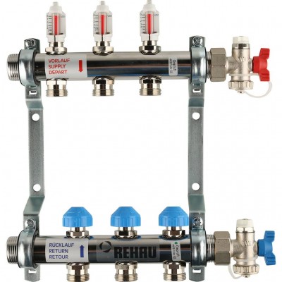 REHAU  Распределительный коллектор HKV-D на 3 контура (нерж .сталь)