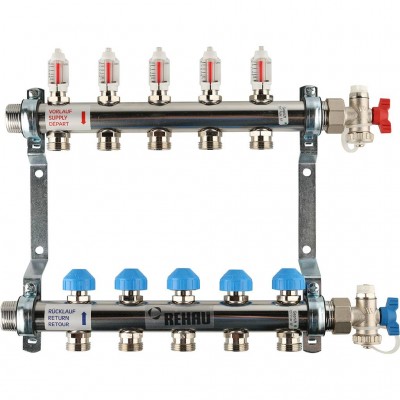 REHAU  Распределительный коллектор HKV-D на 5 контуров (нерж .сталь)