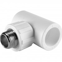 Политэк  25x1/2  Тройник с наружной резьбой для полипропиленовых труб под сварку (цвет белый)