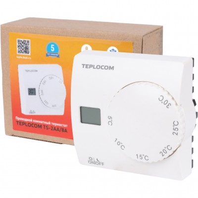 Teplocom Термостат комнатный Teplocom TS-2AA/8A, проводной, реле 250В, 8А