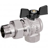 BUGATTI New Jersey Кран шаровой угловой с полусгоном (ручка-бабочка) внут-наруж резьба 1” BUGATTI New Jersey Кран шаровой угловой с полусгоном (ручка-бабочка) внут-наруж резьба 1”