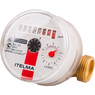 ITELMA WFW24.D080-3-B-L-01-IP54 ITELMA Счетчик горячей воды (Ду=15мм, L=80мм, Qном=1,5 м3/ч, импульсный выход ГЕРКОН, вес импульса =1 л)