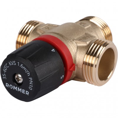 ROMMER RVM-0132-166025 Термостатический смесительный клапан для систем отопления и ГВС 1  НР 35-60°С KV 1,6 (боковое смешивание)