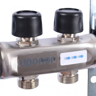 Uponor Smart S коллектор с клапанами стальной, выходы 2X3/4 евроконус