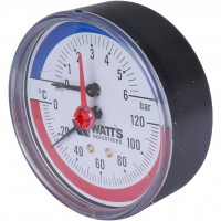 Watts  F+R818 Термоманометр аксиальный 6х1/2" DN 80 (0-6 бар)