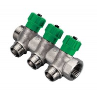 TIEMME Коллектор 3/4* 3 вых, с регулировочными вентилями,никель TIEMME Коллектор 3/4* 3 вых, с регулировочными вентилями,никель