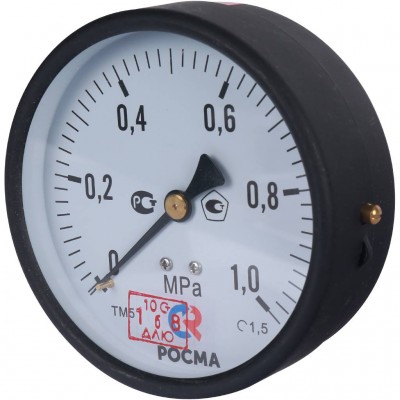 РОСМА  ТМ-510Т.00(0-1МРа)G1/2.150С.1,5 МАНОМЕТР 100 мм, ТИП- ТМ-510Т, G1/2 (сзади), 0-1MPa, кл.1,5