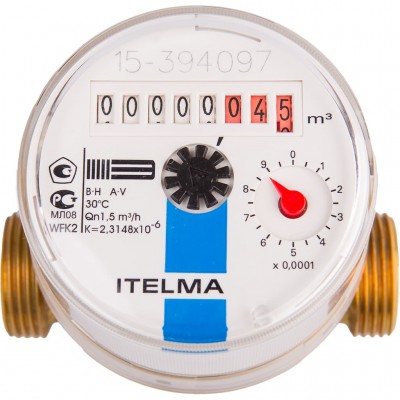 ITELMA WFK24.D080-3-B-L-01-IP54 ITELMA Счетчик холодной воды(Ду=15мм, L=80мм, Qном=1,5 м3/ч, импульсный выход ГЕРКОН, вес импульса =1 л)