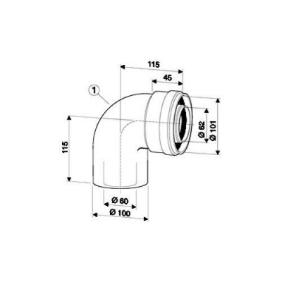 Bosch  Угловое колено  с рев. отв. DN60/100 90гр