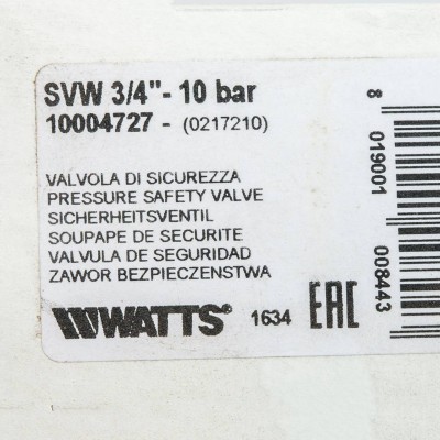 Watts SVW 10-3/4 Предохранительный клапан вр 3/4" x 10 бар