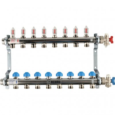 REHAU  Распределительный коллектор HKV-D на 8 контуров (нерж .сталь) (ДОПОЛНИТЕЛЬНО ВЫПИСАТЬ 208122-001)