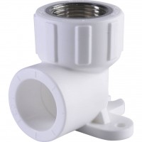 Политэк  25х3/4  Угольник с внутренней резьбой с креплением для полипропиленовых труб под сварку (цвет белый)