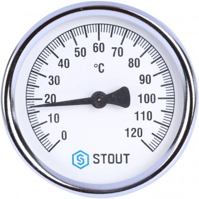 STOUT SIM-0004 Термометр биметаллический накладной с пружиной. Корпус Dn 80 мм, 0...120°С, 1"-2"