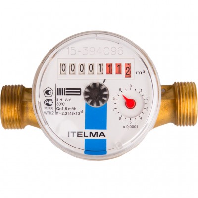 ITELMA WFK24.D110-3-B-L-01-IP54 ITELMA Счетчик холодной воды (Ду=15мм, L=110мм, Qном=1,5 м3/ч, импульсный выход ГЕРКОН, вес импульса =1 л)