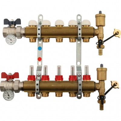TIEMME  1х3/4 ЕК Коллектор в сборе с расходомерами на 5 выходов