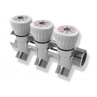 Коллектор с регулировочными вентилями 3/4"x1/2", 3 выхода
