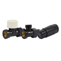 Комплект узла нижнего подкл SCHLOSSER прямой STANDARD MINI 1/2" (Ral 9005) с термоголовкой MINI DIAMANT М30х1,5