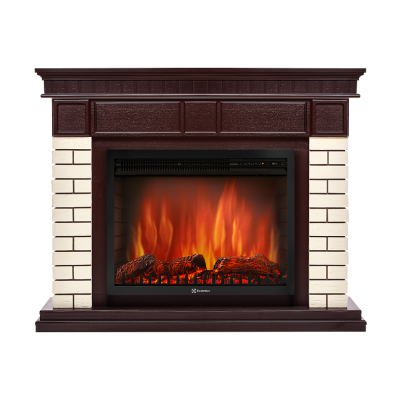 Портал Firelight Bricks 25U (угловой) камень бежевый, шпон темный дуб