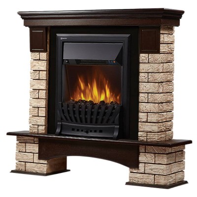 Портал Firelight Forte Wood Classic камень коричневый, шпон темный дуб