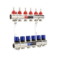 Группа коллекторная VARMEGA с расходомерами ВР 1" 6 х 3/4" EK латунь VM15406 Группа коллекторная VARMEGA с расходомерами ВР 1" 6 х 3/4" EK латунь VM15406