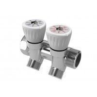 Коллектор с регулировочными вентилями 3/4"x1/2", 2 выхода