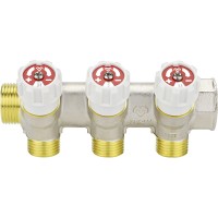 Коллектор распределительный VARMEGA с запорными клапанами 3/4х1/2, 3 выхода Коллектор распределительный VARMEGA с запорными клапанами 3/4х1/2, 3 выхода