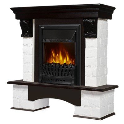 Портал Firelight Forte Classic камень белый, шпон темный дуб