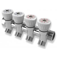 Коллектор с регулировочными вентилями 3/4"×1/2", 4 выхода