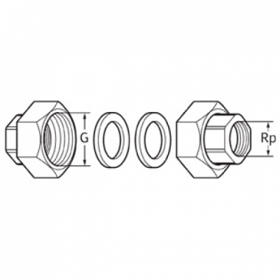 Комплект гаек для насоса R11/2"-R1"GT (3XPART)+BOX-CHR